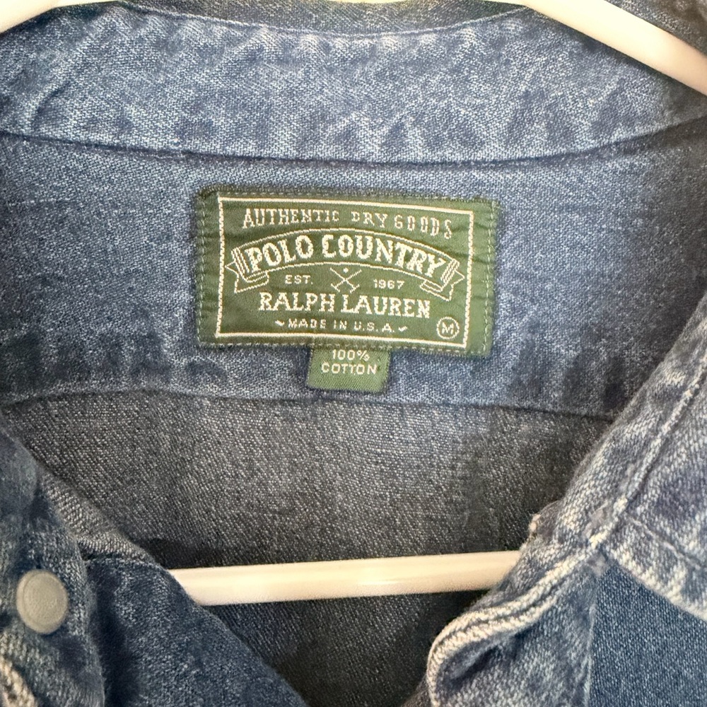 Vintage Ralph Lauren Polo Country Classic Denim Western Button Down Shirt RARE!